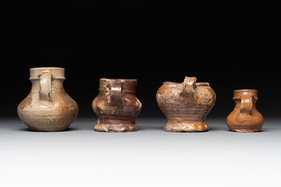 A collection of 10 German stoneware mugs, 14/16th C.