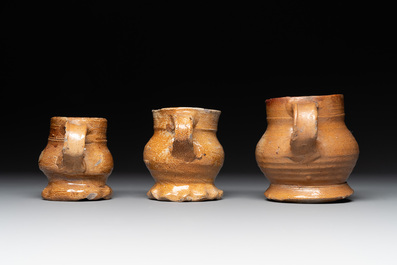 A collection of 10 German stoneware mugs, 14/16th C.