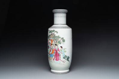A pair of Chinese famille rose vases and two vases, Qianlong mark, 20th C.
