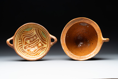 Five slipware vessels, The Netherlands, 17th C.