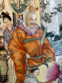 A fine Chinese famille rose 'shouxing' vase, Qianlong mark, Republic