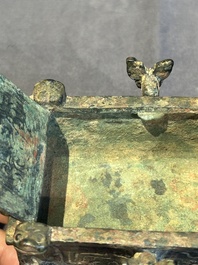 A Chinese archaic bronze ding-shaped cosmetic box, Spring and Autumn period