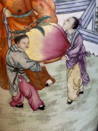 A fine Chinese famille rose 'shouxing' vase, Qianlong mark, Republic