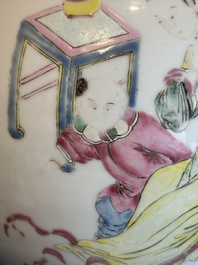 A fine Chinese famille rose vase with figural design, Yongzheng