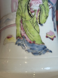 A fine Chinese famille rose vase with figural design, Yongzheng