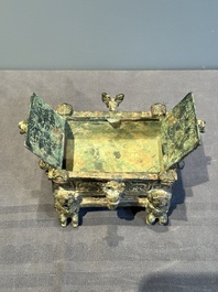A Chinese archaic bronze ding-shaped cosmetic box, Spring and Autumn period