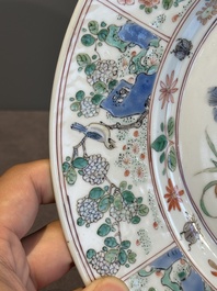 A Chinese famille verte 'flower basket' dish, ding mark, Kangxi
