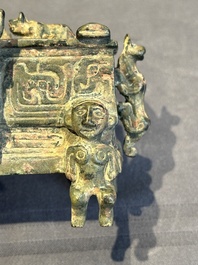 A Chinese archaic bronze ding-shaped cosmetic box, Spring and Autumn period