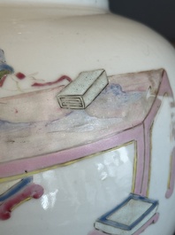 A fine Chinese famille rose vase with figural design, Yongzheng