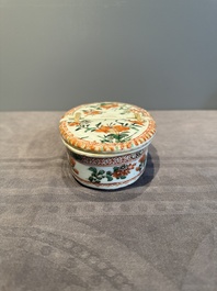 A rare Chinese famille verte spice box and cover, Kangxi