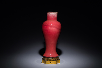 A Chinese langyao-glazed 'guanyin zun' vase with a gilt bronze mount, Kangxi