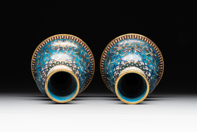 A pair of Chinese cloisonn&eacute; 'ganglu ping' or holy water vases, 18/19th C.
