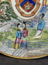A pair of rare Chinese Canton famille rose armorial plates with the arms of Wight, ca. 1810