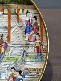 A pair of rare Chinese Canton famille rose armorial plates with the arms of Wight, ca. 1810