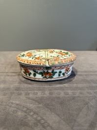 A rare Chinese famille verte spice box and cover, Kangxi