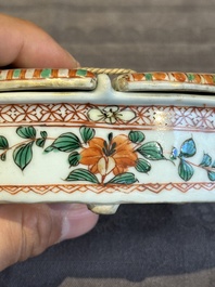 A rare Chinese famille verte spice box and cover, Kangxi