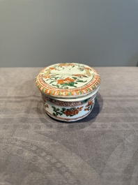A rare Chinese famille verte spice box and cover, Kangxi