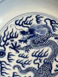 An imperial Chinese blue and white 'dragon' plate, Daoguang mark and of the period