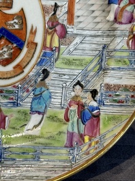 A pair of rare Chinese Canton famille rose armorial plates with the arms of Wight, ca. 1810