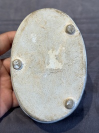 A rare Chinese famille verte spice box and cover, Kangxi