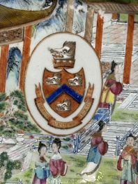 A pair of rare Chinese Canton famille rose armorial plates with the arms of Wight, ca. 1810
