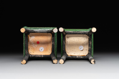 A pair of Chinese sancai-glazed miniature horseshoe-back chairs, Ming