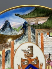 A pair of rare Chinese Canton famille rose armorial plates with the arms of Wight, ca. 1810