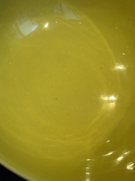 An imperial Chinese green-enamelled yellow-ground 'playing boys' bowl, Yongzheng mark and of the period