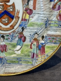 A pair of rare Chinese Canton famille rose armorial plates with the arms of Wight, ca. 1810