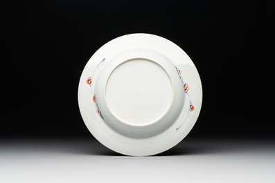 Seven Chinese Imari-style 'flowers and insects' plates, Kangxi/Yongzheng