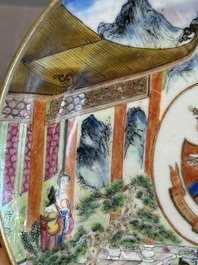 A pair of rare Chinese Canton famille rose armorial plates with the arms of Wight, ca. 1810