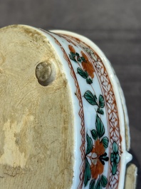 A rare Chinese famille verte spice box and cover, Kangxi