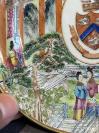 A pair of rare Chinese Canton famille rose armorial plates with the arms of Wight, ca. 1810