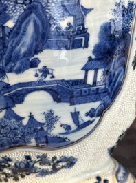 A Chinese blue and white vase depicting the Pearl River and the Whampoa Pagoda, Qianlong mark and of the period