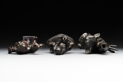 Three various Chinese bronze incense holders, Yuan/Ming
