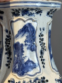 A Chinese blue and white vase depicting the Pearl River and the Whampoa Pagoda, Qianlong mark and of the period