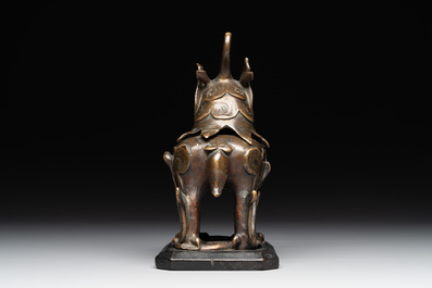 A small Chinese bronze 'luduan' incense burner and cover, Ming