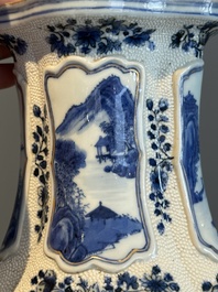 A Chinese blue and white vase depicting the Pearl River and the Whampoa Pagoda, Qianlong mark and of the period