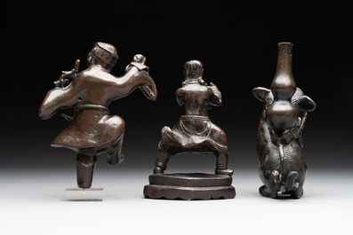 Three various Chinese bronze incense holders, Yuan/Ming