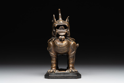 A small Chinese bronze 'luduan' incense burner and cover, Ming