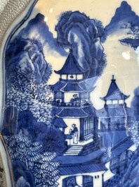 A Chinese blue and white vase depicting the Pearl River and the Whampoa Pagoda, Qianlong mark and of the period