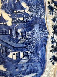 A Chinese blue and white vase depicting the Pearl River and the Whampoa Pagoda, Qianlong mark and of the period