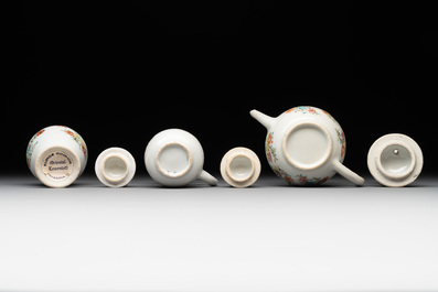 A rare complete Chinese famille rose 8-person miniature tea service comprising 28 pieces, Qianlong