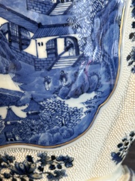 A Chinese blue and white vase depicting the Pearl River and the Whampoa Pagoda, Qianlong mark and of the period