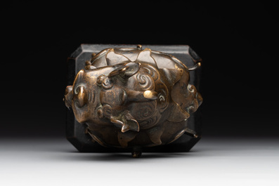 A small Chinese bronze 'luduan' incense burner and cover, Ming
