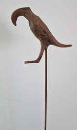 Patrick Steen: 'Rhytm', scrap metal sculpture on stand