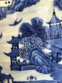 A Chinese blue and white vase depicting the Pearl River and the Whampoa Pagoda, Qianlong mark and of the period