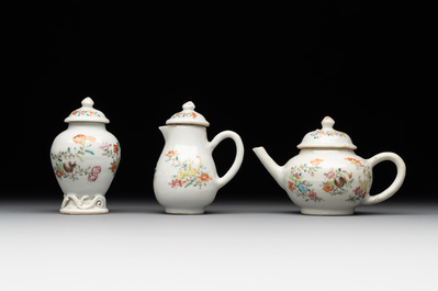 A rare complete Chinese famille rose 8-person miniature tea service comprising 28 pieces, Qianlong