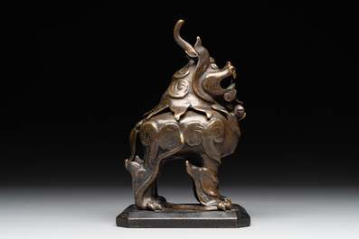 A small Chinese bronze 'luduan' incense burner and cover, Ming