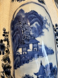A Chinese blue and white vase depicting the Pearl River and the Whampoa Pagoda, Qianlong mark and of the period